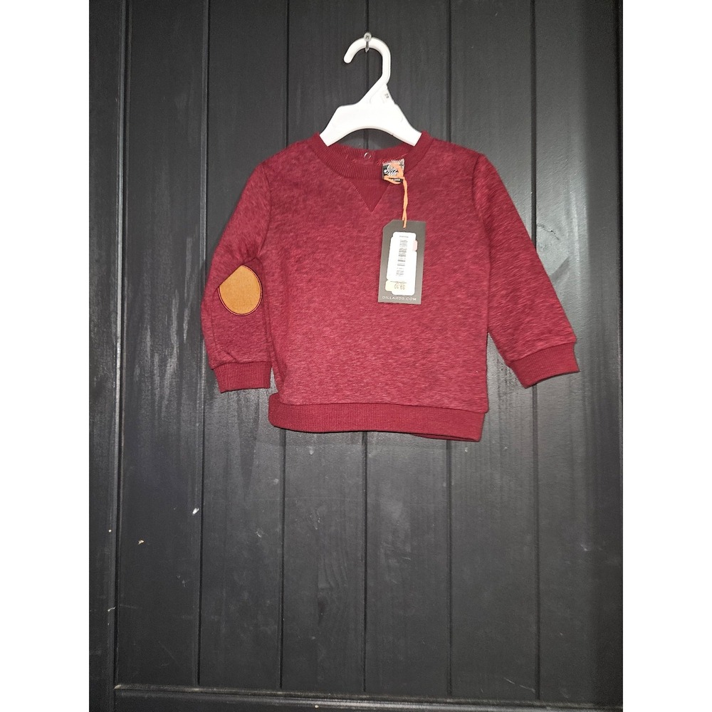 Tuf Tuf Kids Sweater Burgundy Elbow Patch Crewneck Long Sleeve Top